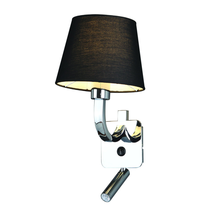 MAXLIGHT W0192 KINKIET DENVER Z LEDEM, CHROM + CZARNY  ABAŻUR