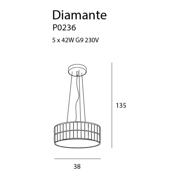 MAXLIGHT P0236 LAMPA WISZĄCA DIAMANTE MAŁA 38 cm