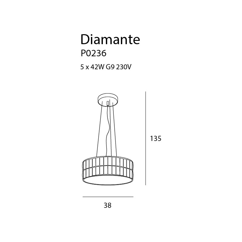 MAXLIGHT P0236 LAMPA WISZĄCA DIAMANTE MAŁA 38 cm