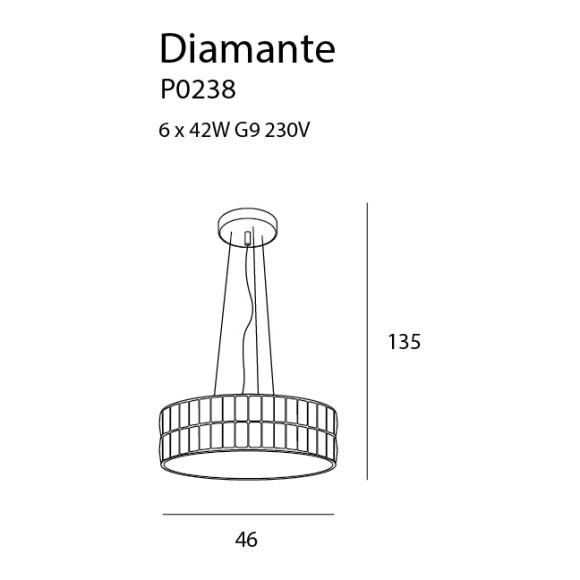 MAXLIGHT P0238 LAMPA WISZĄCA DIAMANTE DUŻA 46 cm
