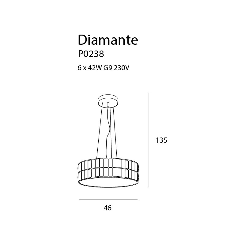 MAXLIGHT P0238 LAMPA WISZĄCA DIAMANTE DUŻA 46 cm