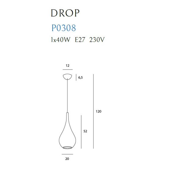 MAXLIGHT P0308 LAMPA WISZĄCA DROP ZŁOTA