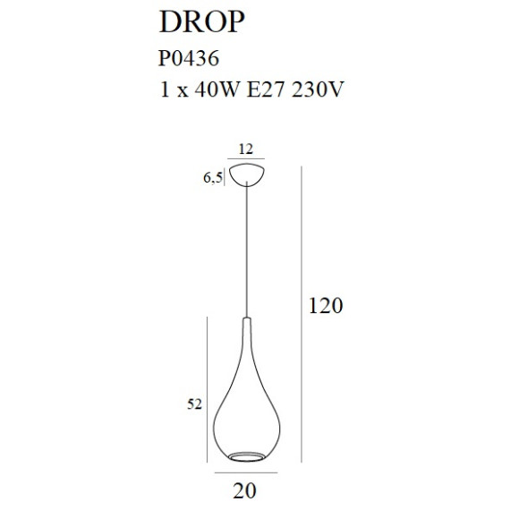 MAXLIGHT P0436 LAMPA WISZĄCA DROP ZŁOTY MATOWY MAXLIGHT P0436 LAMPA WISZĄCA DROP ZŁOTY MATOWY