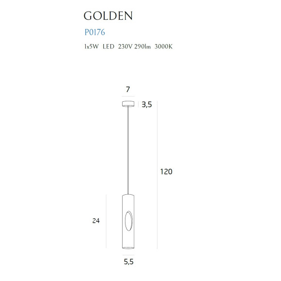 MAXLIGHT P0176 LAMPA WISZĄCA GOLDEN CZARNA/ZŁOTA