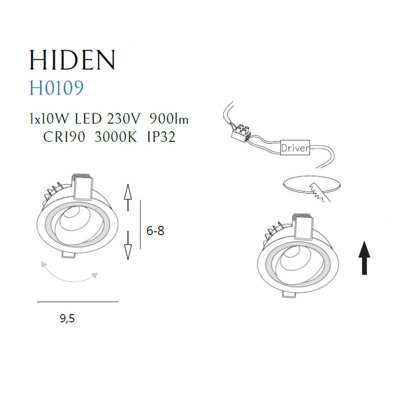 MAXLIGHT H0109 OPRAWA WPUSTOWA HIDEN BIAŁA IP32