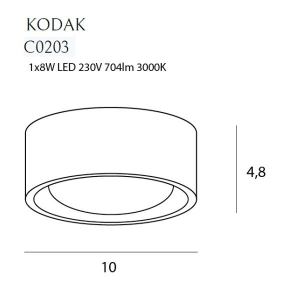 MAXLIGHT C0203 PLAFON KODAK I BLACK, 8W