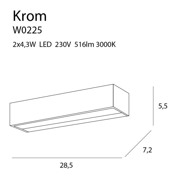 MAXLIGHT W0225 KINKIET KROM LED MAŁY