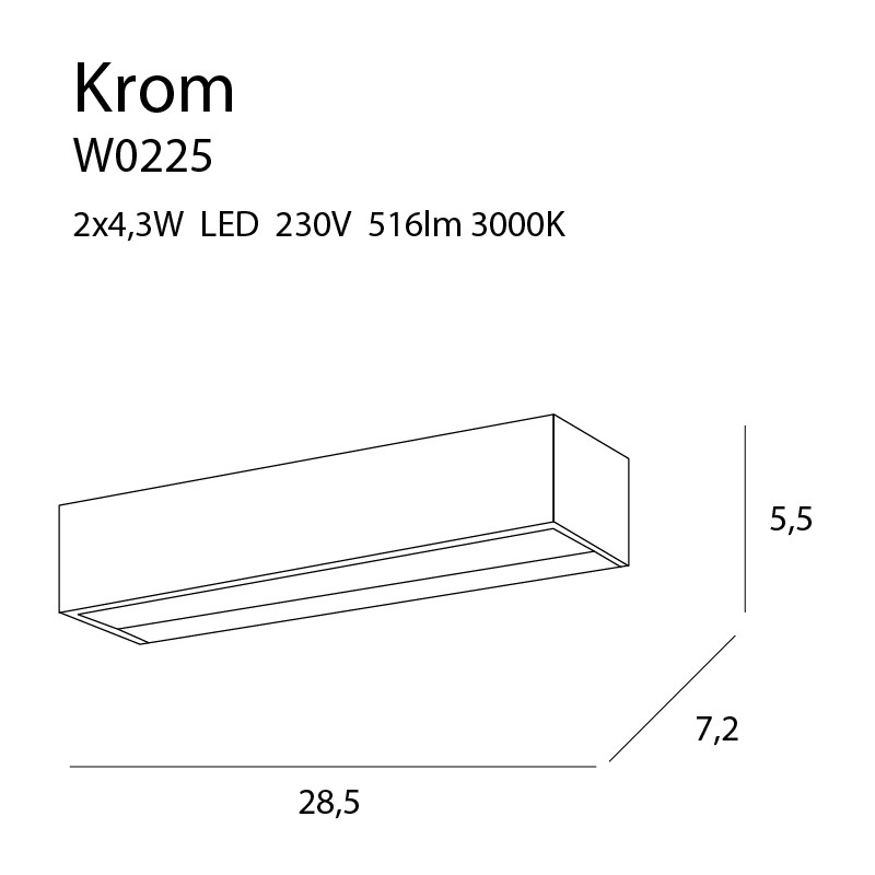 MAXLIGHT W0225 KINKIET KROM LED MAŁY