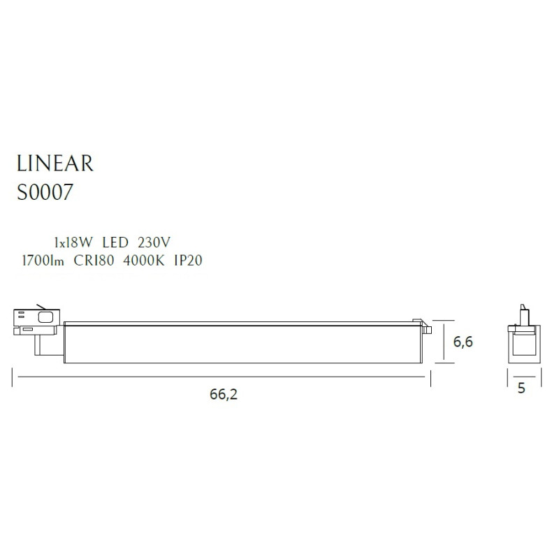 MAXLIGHT S0007 LAMPA DO SZYNOPRZEWODU LINEAR TRACK BLACK 18W 4000K