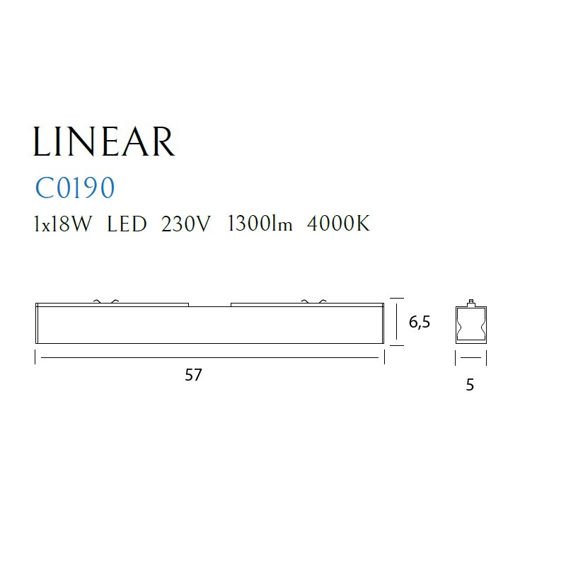 MAXLIGHT C0190 LAMPA SUFITOWA LINEAR BLACK 18W 4000K