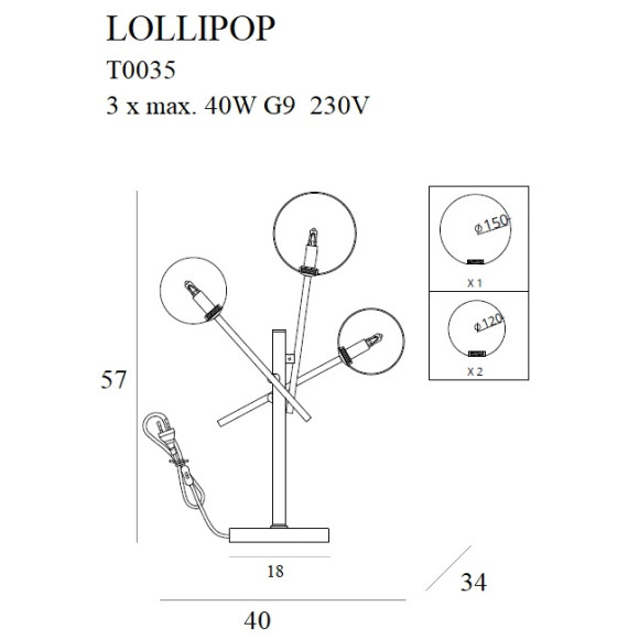 MAXLIGHT T0035 LAMPA STOŁOWA LOLLIPOP