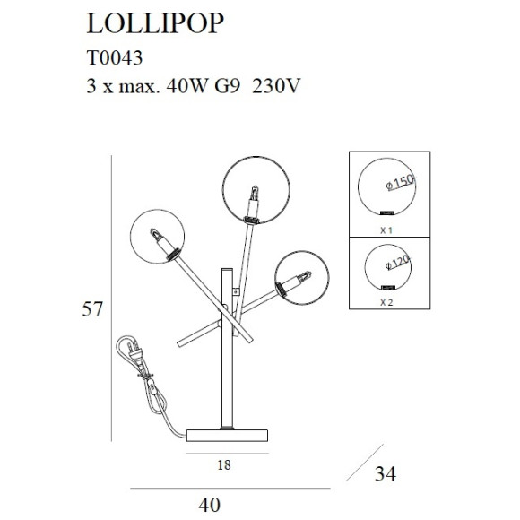 MAXLIGHT T0043 LAMPA STOŁOWA LOLLIPOP BLACK MAXLIGHT T0043 LAMPA STOŁOWA LOLLIPOP BLACK