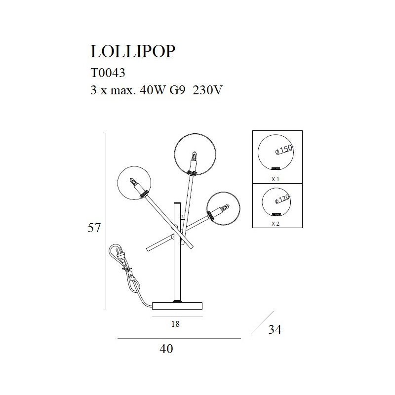 MAXLIGHT T0043 LAMPA STOŁOWA LOLLIPOP BLACK