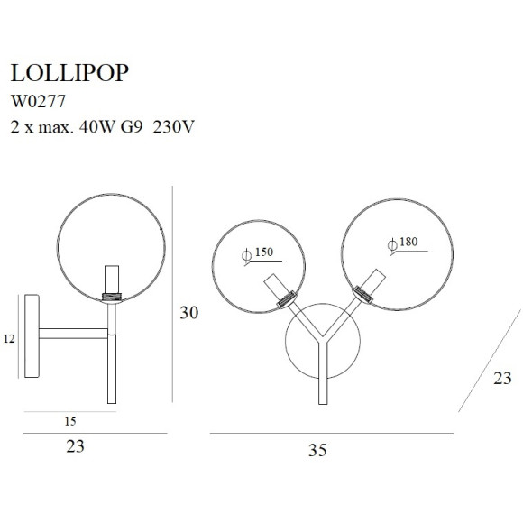 MAXLIGHT W0277 KINKIET LOLLIPOP BLACK