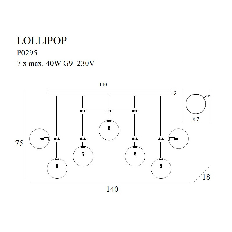 MAXLIGHT P0295 LAMPA WISZĄCA LOLLIPOP