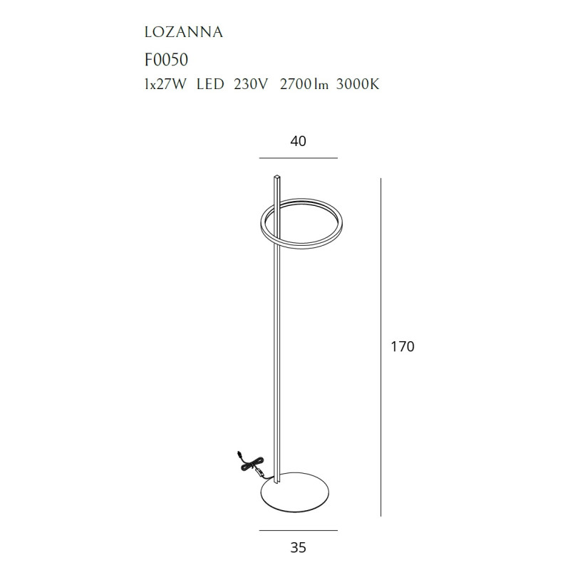 MAXLIGHT F0050 LAMPA PODŁOGOWA LOZANNA 27W ZŁOTA