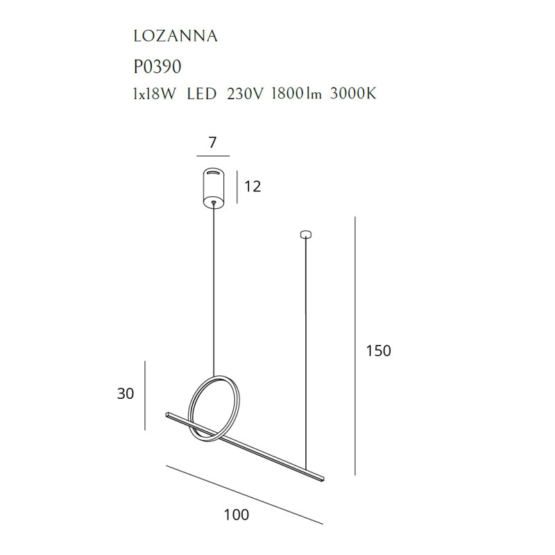 MAXLIGHT P0390 LAMPA WISZĄCA LOZANNA 18W ZŁOTA