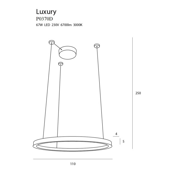 MAXLIGHT P0370D LAMPA WISZĄCA LUXURY 110 CM ZŁOTA ŚCIEMNIALNA
