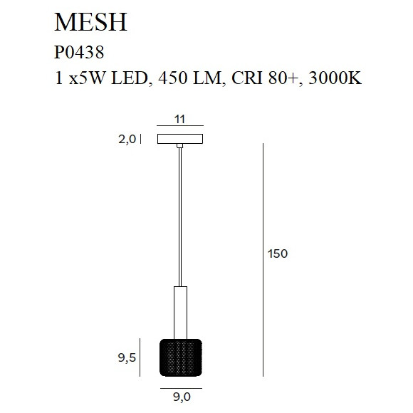 MAXLIGHT P0438 LAMPA WISZĄCA MESH I MAXLIGHT P0438 LAMPA WISZĄCA MESH I
