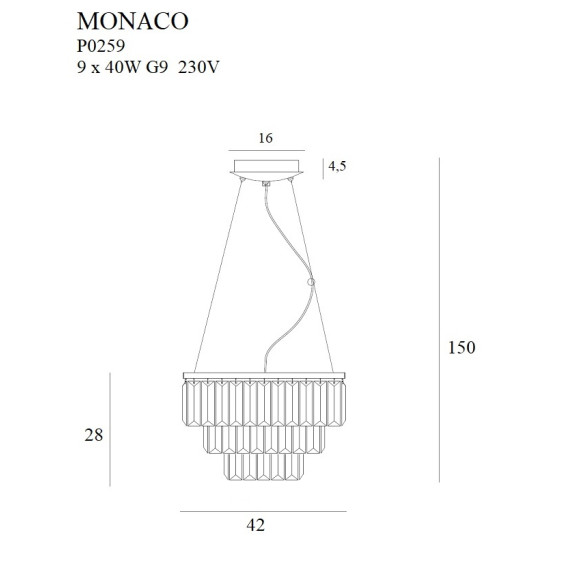MAXLIGHT P0259 LAMPA WISZĄCA MONACO Ø 42 cm MAXLIGHT P0259 LAMPA WISZĄCA MONACO Ø 42 cm